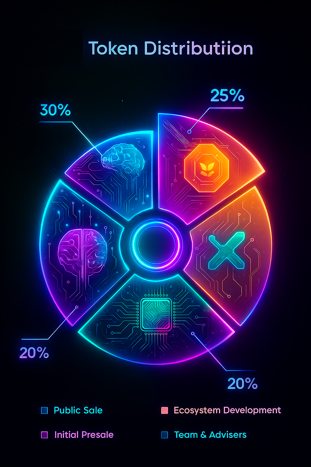 Pie chart of GROK949T token distribution